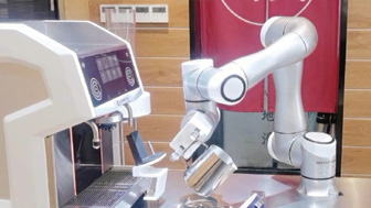 Single arm coffee machine