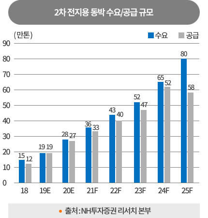 2차 전지용 동박 수요/공급 규모